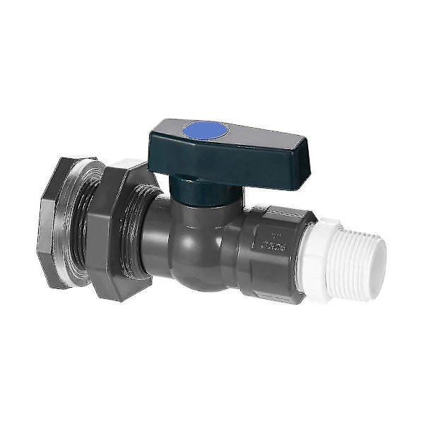 Pvc-regnvattenshinkkran-kit, 3/4-tums Pvc-kulventil, hink hink vattentank damm hink kran Ki