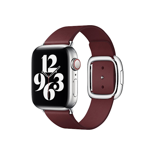 Officiell Apple Watch Modern Buckle Läderarmband 38mm 40mm 41mm - Granatröd - Medium - Öppen Försäljningsförpackning