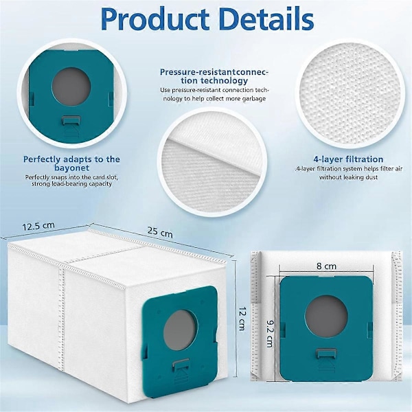 8-pack VCA-ADB952 dammsugarpåsar kompatibla med Samsung Bespoke Jet Pro Extra/Complete Extra Handheld Vacu