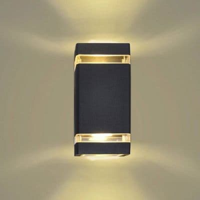 LED Væglampe - Sort - GU10 2.5W - IP44 - Op/Ned Belysning - 400 Lumen YYV