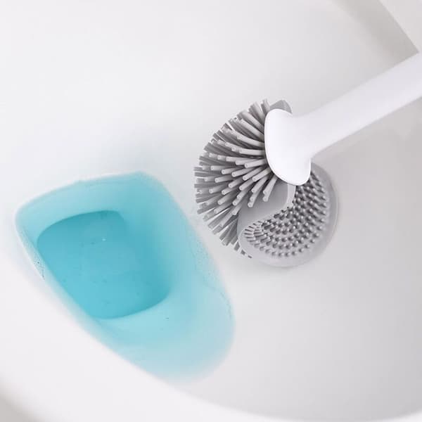 YYV Silikone toiletbørste med holder og fleksible børster til badeværelset