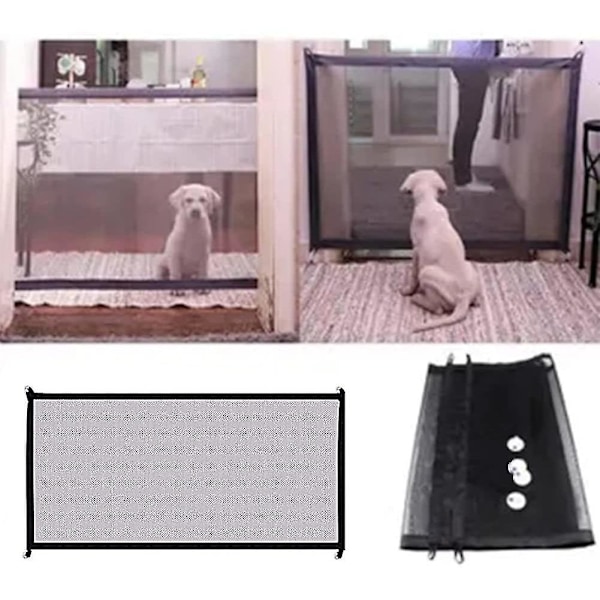 Sikkerhedsgitter til Hunde, Foldbar, Teleskopisk, 100x72 Cm, Sort