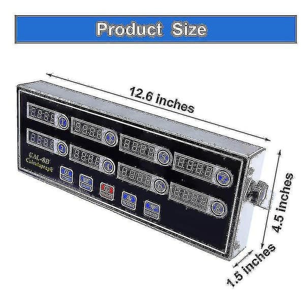 Kommersiell 8-kanals digital köktimer, rostfritt stål Calculagraph timer med larm, klocka(,)
