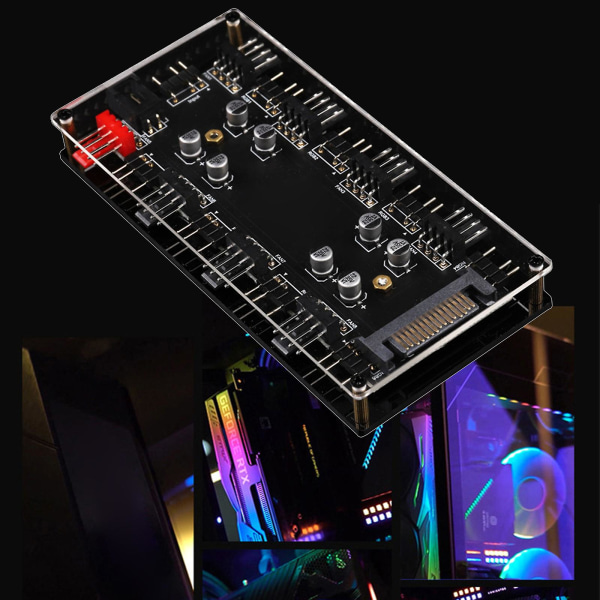 8-portars 5v 12v fläktkontroller 3pin 4 Pin Pwm-kontroll chassifläktnav CPU-kylning