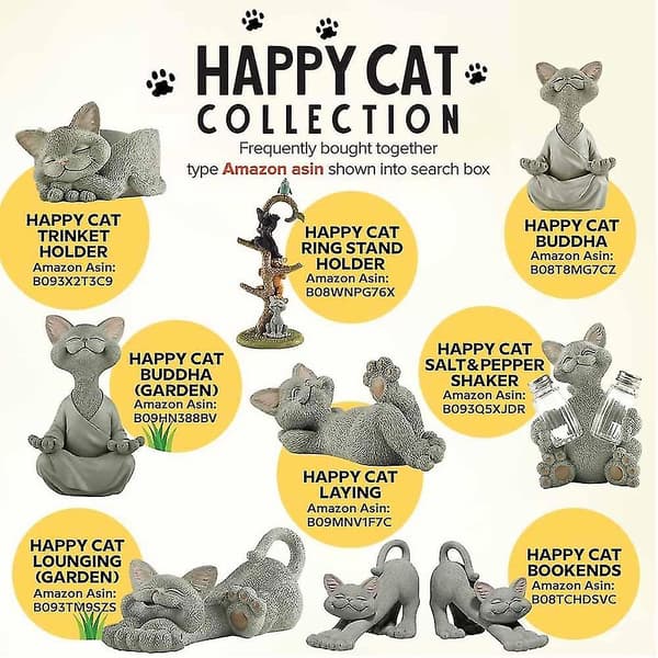 Buddha-katteskulptur meditation yoga samleobjekt gave til kat