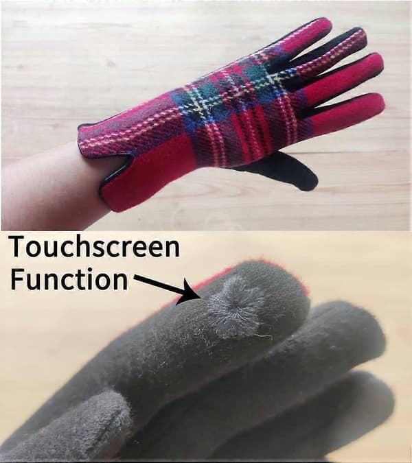 Damer Tartan Ternet Plaid Touchscreen Handsker Vinter Varme Julegave