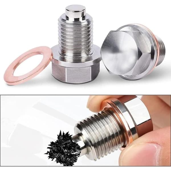 Magnetisk oljeplugg M12 x 1.5. med 5 kobberpakninger. tetningsring for de fleste biler