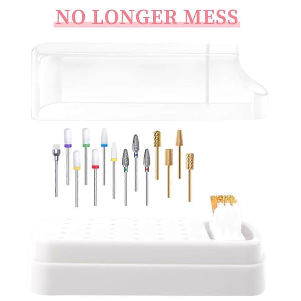 2 i 1 Negleborebits Holder & Negleborebits Rengøringsbørste Etui, 30 Huller