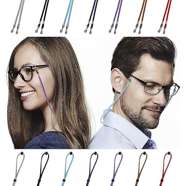 7 stycken glasögonband, justerbara glasögonsnören, glasögonhållare