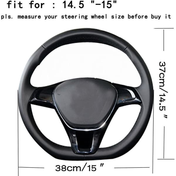 D-typ Fordonsrattöverdrag Bilrattsskydd D-form Diameter 38cm (15\") PU-läder [Platt botten]