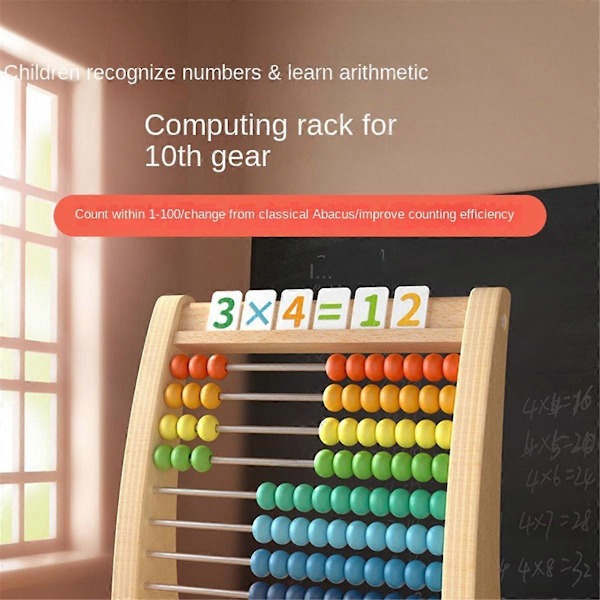Matematik Beregningsstativ, Addition og Subtraktion Talgenkendelses Artefakt, Træ Abacus