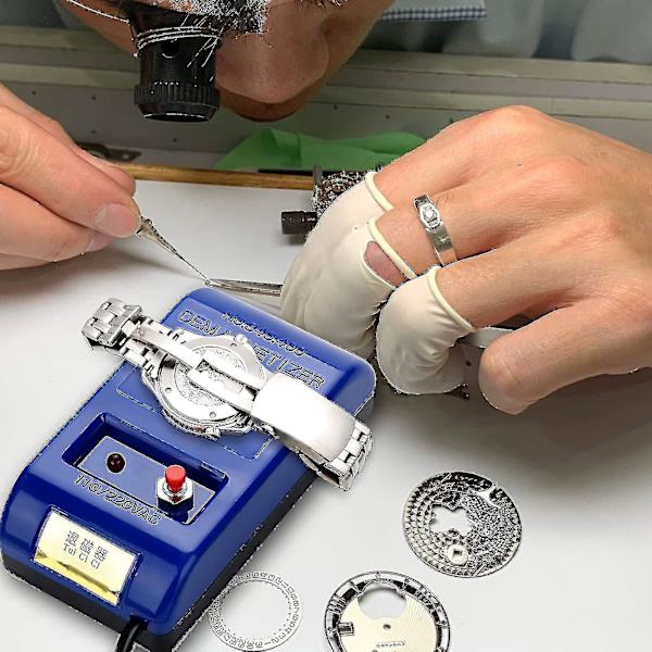 250v EU-stik Ur Demagnetiser, Professionel Ur Reparations Demagnetiser, Nem At Bruge, Blå
