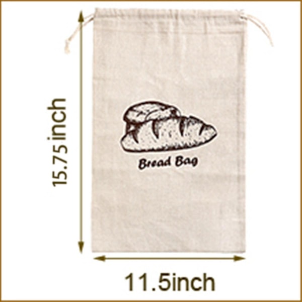 Linen Brødposer For Hjemmelaget Brødbeholder, 2 stk 30x40cm Ubleket & Gjenbrukbar Brødoppbevaring, N