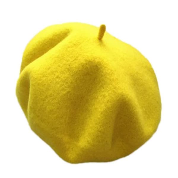 Vintervarm Beret i Kunstig Ull for Kvinner - Elastisk, Enkeltfarget, Retro, Klassisk Fransk Kunstnerhatt, Elegant