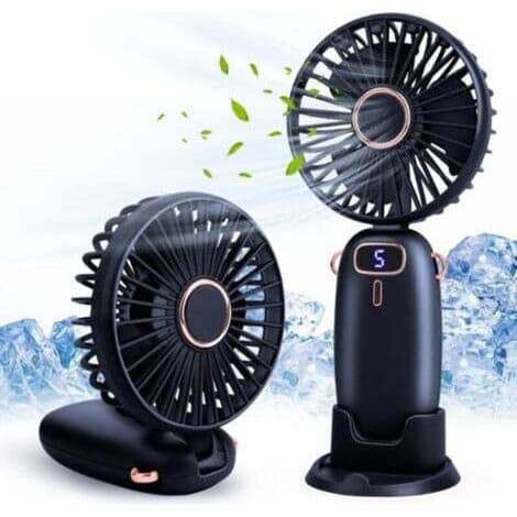 Bærbar ventilator. Mini USB genopladelig bærbar ventilator med base, støjsvag og kraftfuld - mørkeblå.