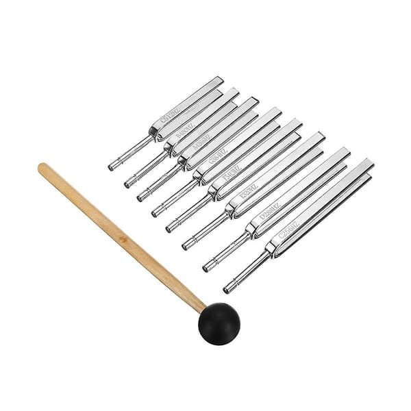 8-pack 256-512hz stål stämgaffel set klubba vibrations terapi verktyg