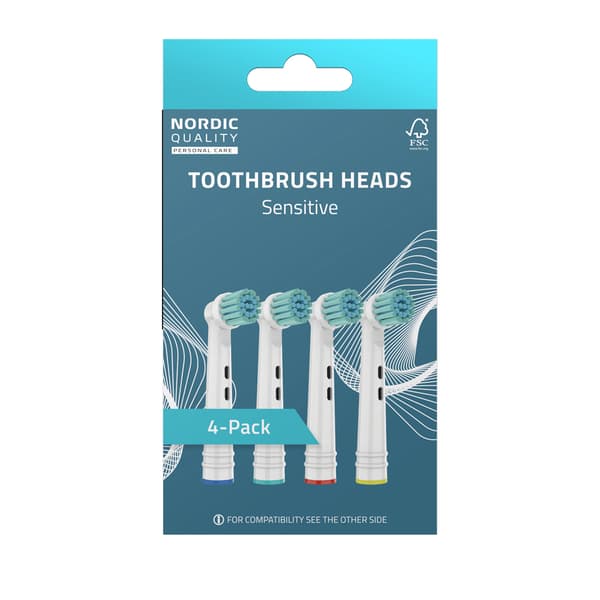Nordic Quality Tandborsthuvud Sensitive för Oral-B 4-pack