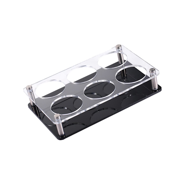 Glasskoppstativ med runde huller, glassholder for utstilling, pantry, fester, 6 hull, svart, øl