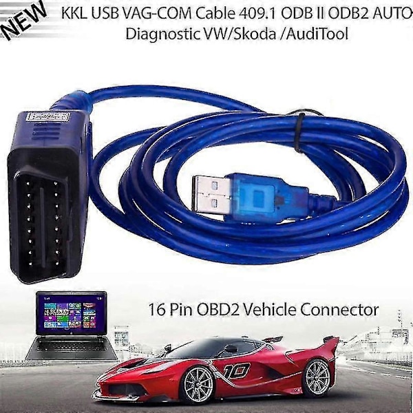 Bil USB Vag-Com Interface Kabel Kkl Vag-Com 409.1 Obd2 Ii Obd Diagnostisk Scanner Auto Kabel Aux