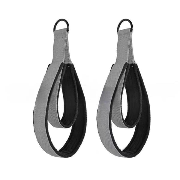 Pilatesremmar - Dubbla D-ringsremmar för Pilates Reformer, Vadderade, Hemmaträning, 2-pack, Grå