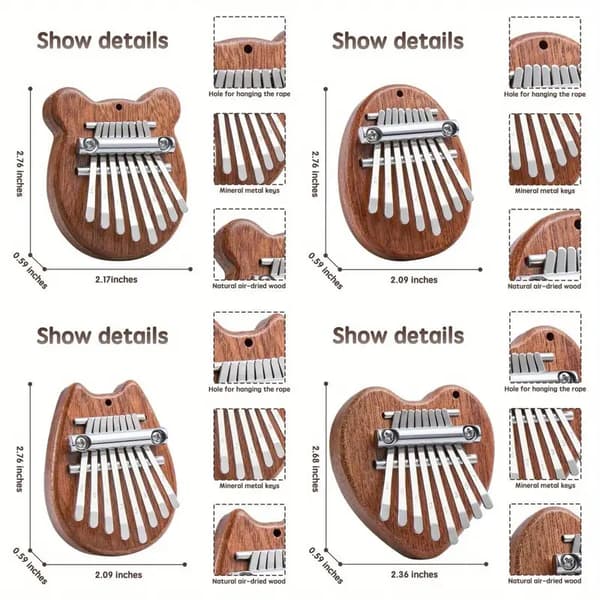 Mini 8-Tast Kalimba Tommelklaver Gave Oval Form