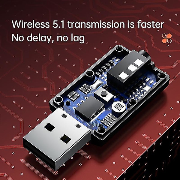2 stk Bluetooth 5.0 Sender Modtager 4-i-1 Trådløs Lyd 3,5 mm USB Aux Adapter