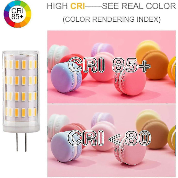 4 stk. G4 LED 12v 4w Lyspære, ac/dc 12v Belysningslamper svarende til 30w Halogen, 400lm, varm hvid 3000k, ikke-dimbar, udskiftning