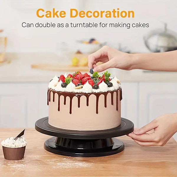 1 bit tårtfat 11,5 tum roterande dessertdisplayställ Kökstillbehör Black Cake Turntable Bulk