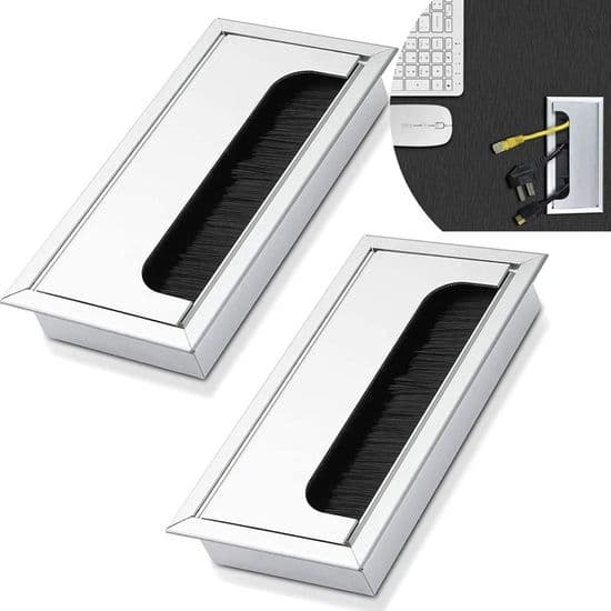Kabelgenomföringsskydd för kontor, 2 stycken, 160x80mm, infällt kabelhålsskydd, PZCC