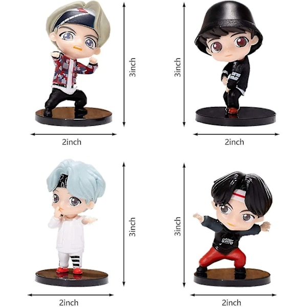 7 st BTS tårtdekorationer stående position karaktärer set av actionfigur leksaker tårtdekorationer för BTS födelsedagsfest tillbehör - -