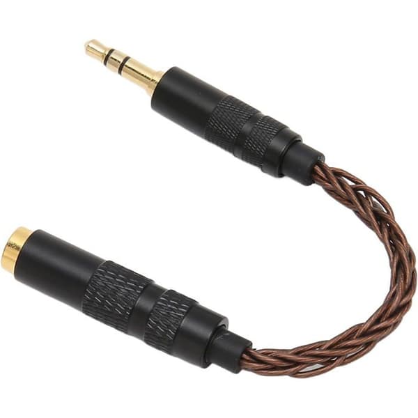 Premium 4,4 mm hunn til 3,5 mm hann stereoadapter, gullbelagte kontakter, PZCC bronse