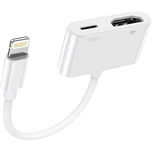 HDMI-adapter för iPhone till TV, [Apple MFi-certifierad] 1080P Digital AV Lightning-adapter, Plug and Play Synka skärm HDMI-kontakt för iPhone och iPad, C