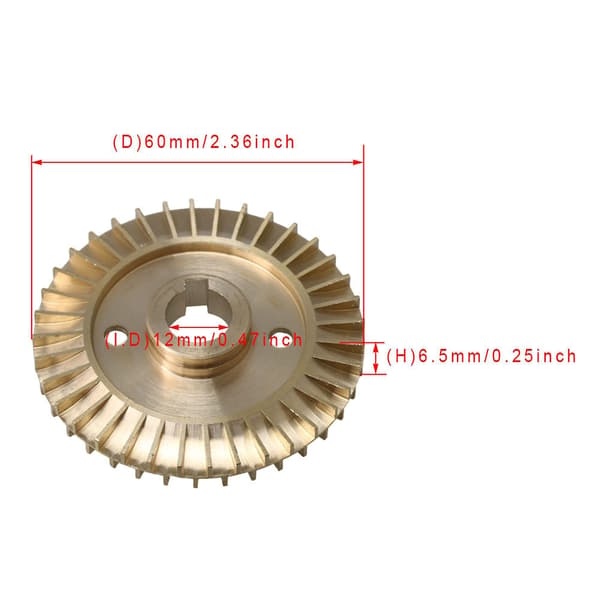 Dubbelsidig kilspår vattenpump reservdel mässing impeller 60mm diameter--