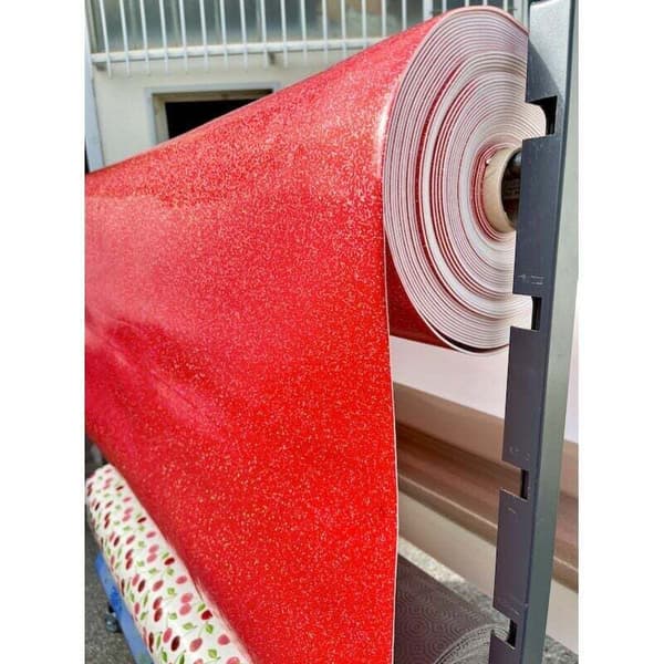 Paljettmönstrad duk - Per meter - 300 x 140 cm - Röd
