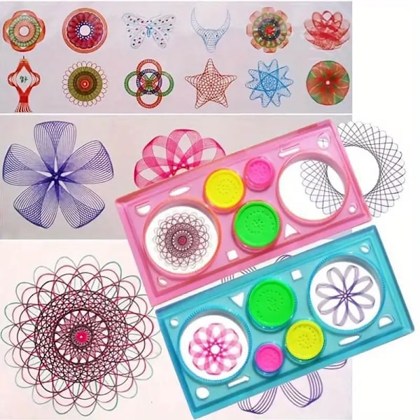 1 kpl Kaleidoskooppi Magic Ruler Set Geometrinen spiraali piirustusmalli Universaali käsin kirjoitettu päiväkirja maalaus maalausmalli väri satunnainen