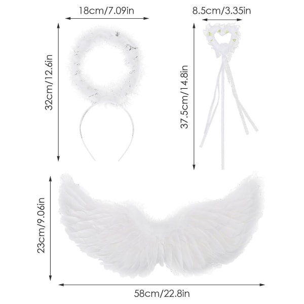 1 set ängelvingar kostym - Halloween och cosplay fjäder vingar halo för vuxna och barnfest dekoration bröllop dekoration