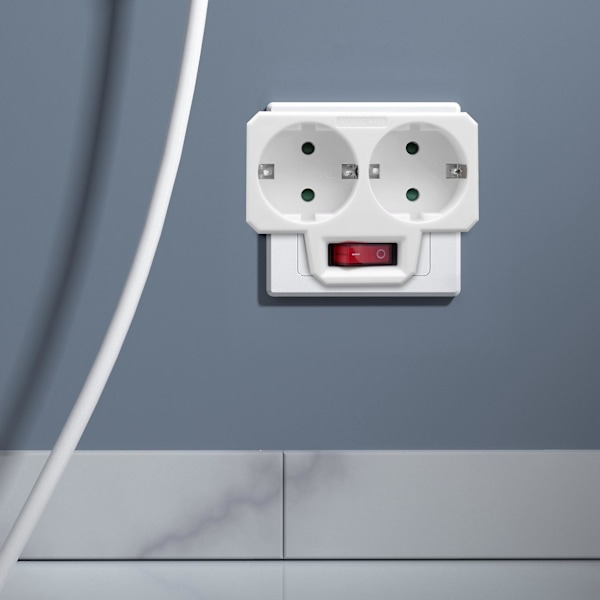 Stickkontakt Adapter, Dubbel Stickkontakt för Stickkontakt, Dubbel Stickkontakt med Strömbrytare 3800W för Kontor, Hem eller Resor, EU-kontakt (2-pack)