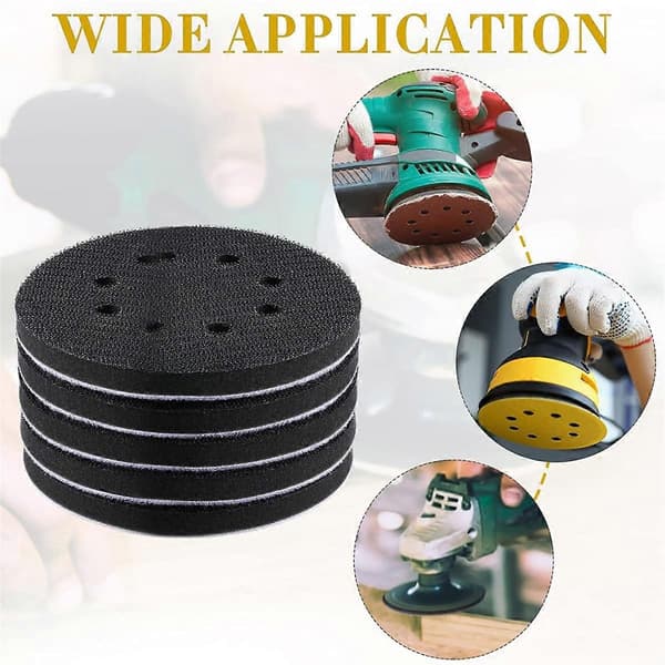 10 stk. bløde interface pads, 5 tommer, 8 huller, velcro svampepude, buffer bagside pad San
