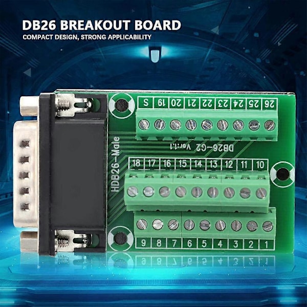 26-polig DB26 D-SUB Hanadapter till PCB-terminalsignalmodul Breakout Board-kontakt med isolering