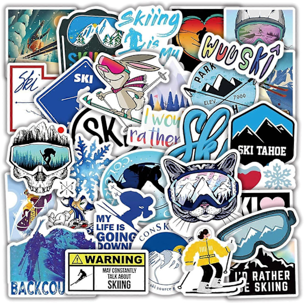 50 stk Ski Stickers, Snowboard Stickers, Vinter Ski Sports Stickers, Eventyr Natur Udendørs Vandtætte Vinyl Stickers til Teenagere Voksne Laptop Wat