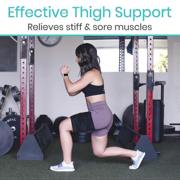 Lårstöd - Hamstring Quad Wrap - Justerbart kompressionsärmstöd för sträckt ljumske, stukningar, quadriceps, tendinit, träning, ischias