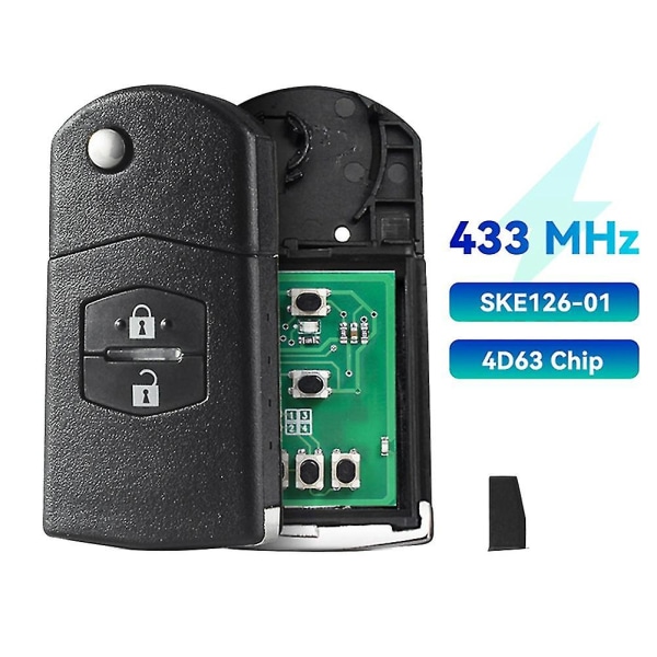 2 knappar fällbar bilfjärrkontroll 4d63 chip för Ske126-01 2 M2 Demio / 3 Axela/ 5 Premacy / 6 M6 Atenza