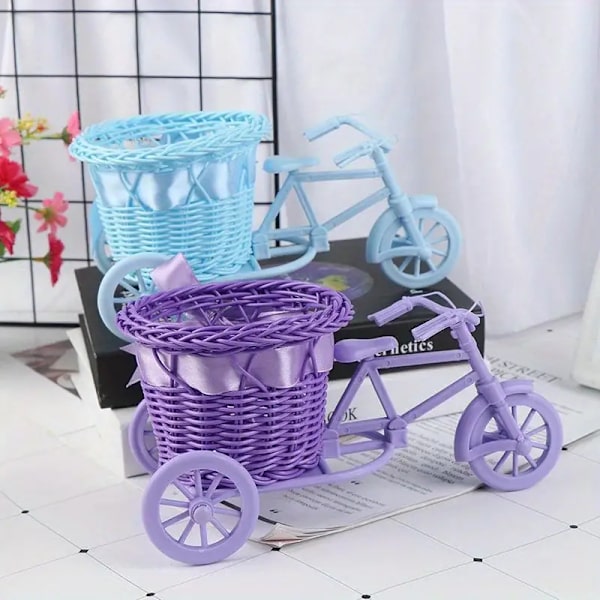 Charmerende Trehjulet Blomsterkurv med Sløjfe - Alsidig Opbevaring til Blomster, Gaver & Dekoration | Perfekt til Bryllup, Fester & Hjemmet  Rosa