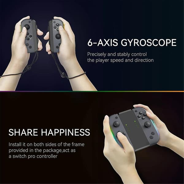 Ny Spillkontroll for JOYCON Joystick En-knappsvekke Bluetooth NS Somatosensorisk Vibrasjon Belysning