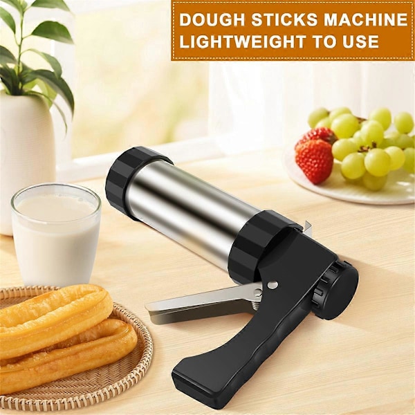 Churrera Churro Maskine Rustfrit Stål Churro Maker Kit med 3 Forskellige Dyser Sprøjtepose H