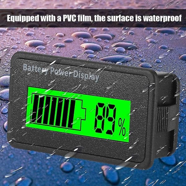 12-48v Universal Batterikapasitetsindikator Batteristrømvisningstester Voltmeter (grønn)