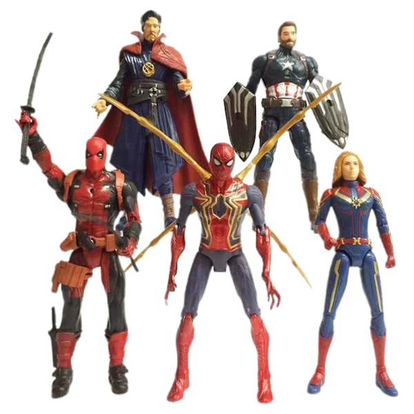 Captain Deadpool Captain Spider Man Dr Strange Figur Set Superhjälte Serie 5st/förpackning