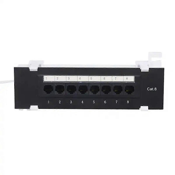 8-Port Patch Panel for Cat. 6 Allsidig Datasenter Plast Veggfeste for Datamaskin Hjem for Kabling
