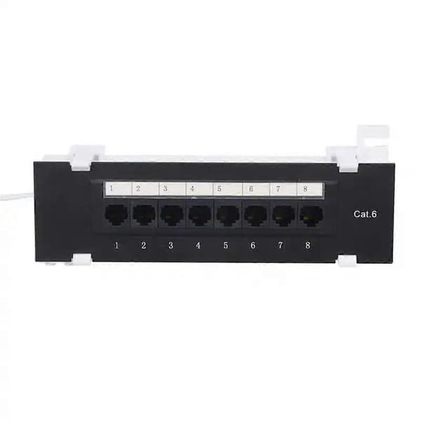 8 Port Patch Panel til Cat. 6 Alsidigt Datacenter Plast Vægmontering til Computer Hjem til Ledningsføring