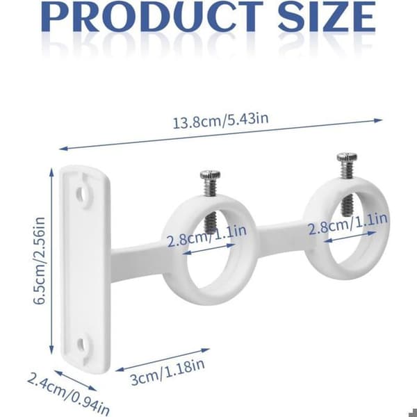 Gardinstang - LARGEIGHT - Dobbel Stang - Justerbar - Hvit - Diameter < 2,5 cm